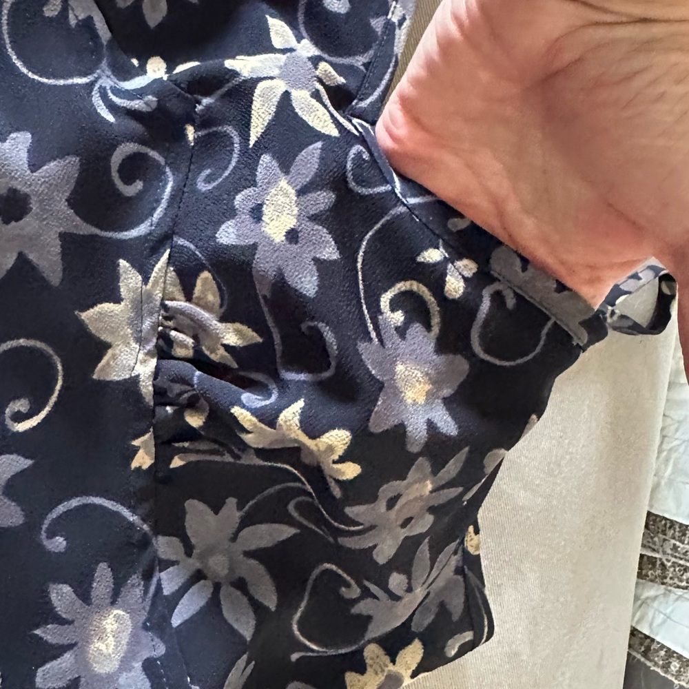 Iz Byer Navy Floral Midi Dress size 3 1990’s vintage zipper back. Excellent - Picture 4 of 11